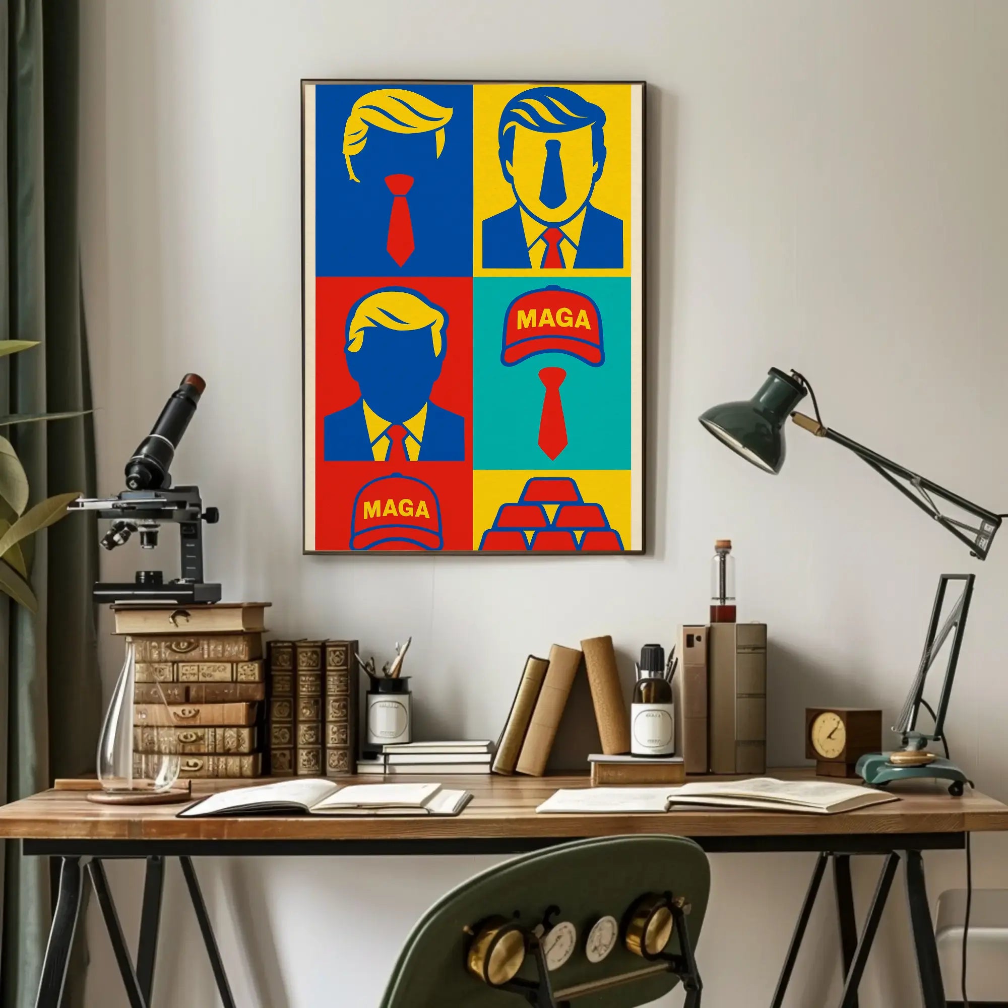 Bold Pop Art Poster Celebrating Contemporary Political Commentary PosterGoat