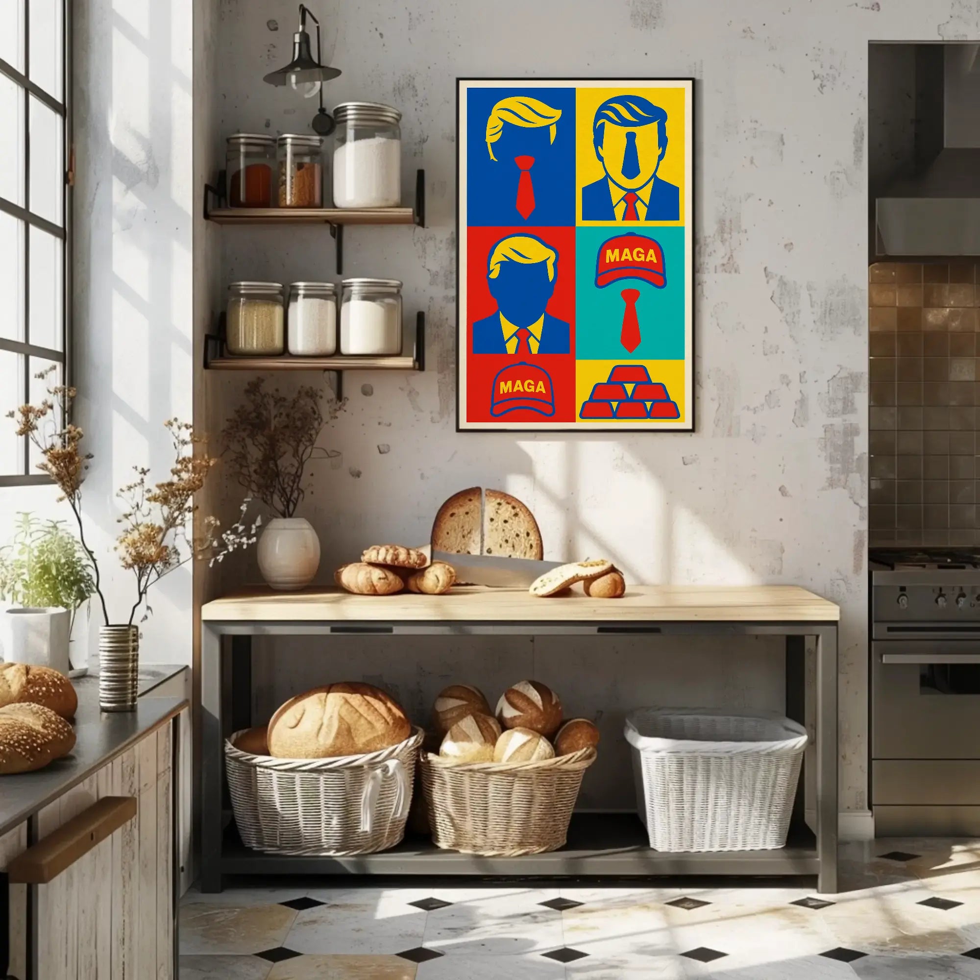 Bold Pop Art Poster Celebrating Contemporary Political Commentary PosterGoat
