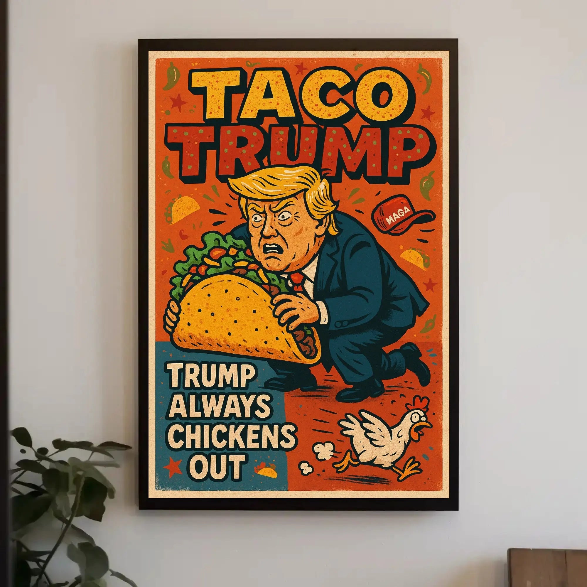 Bold Trump caricature satirical comic art political poster PosterGoat