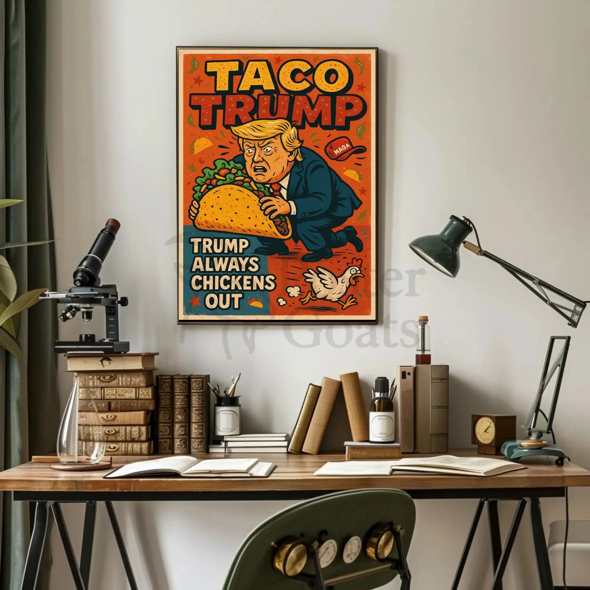 Bold Trump caricature satirical comic art political poster PosterGoat