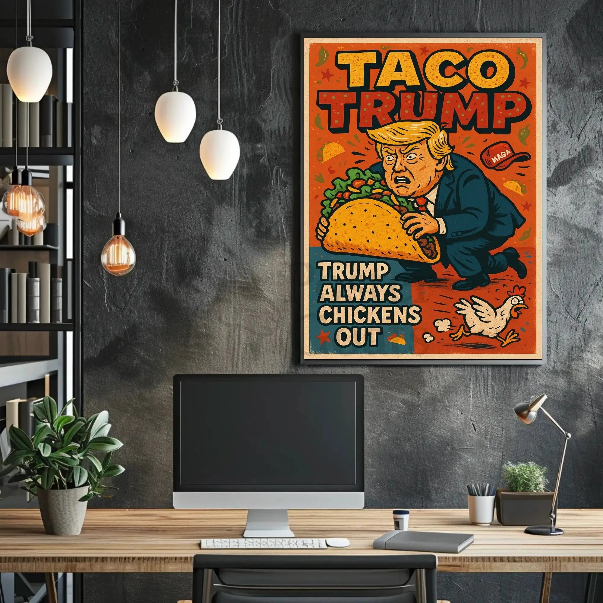 Bold Trump caricature satirical comic art political poster PosterGoat