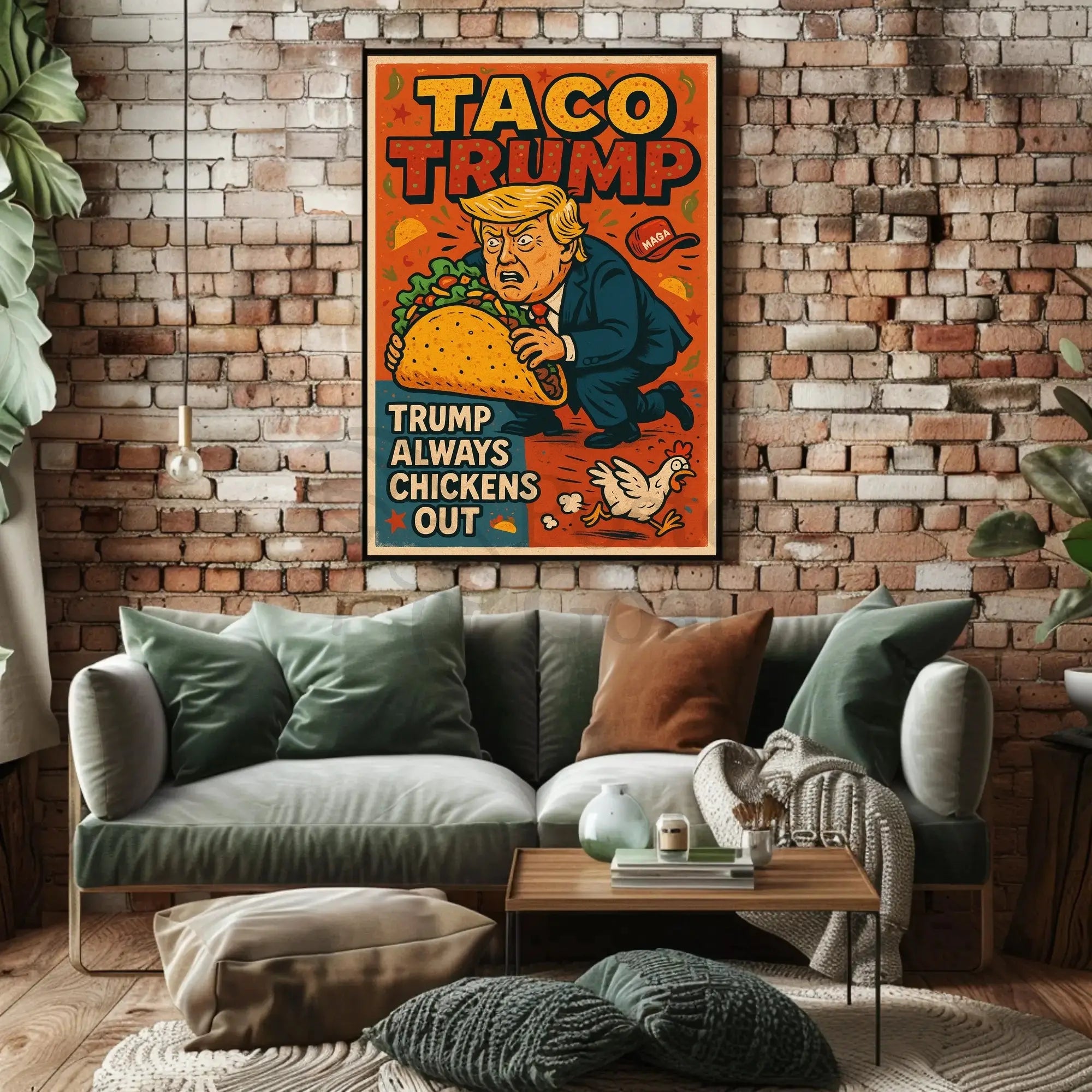 Bold Trump caricature satirical comic art political poster PosterGoat