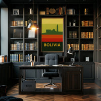 Bolivia Architecture Silhouette in Vibrant Colors Travel Poster PosterGoat