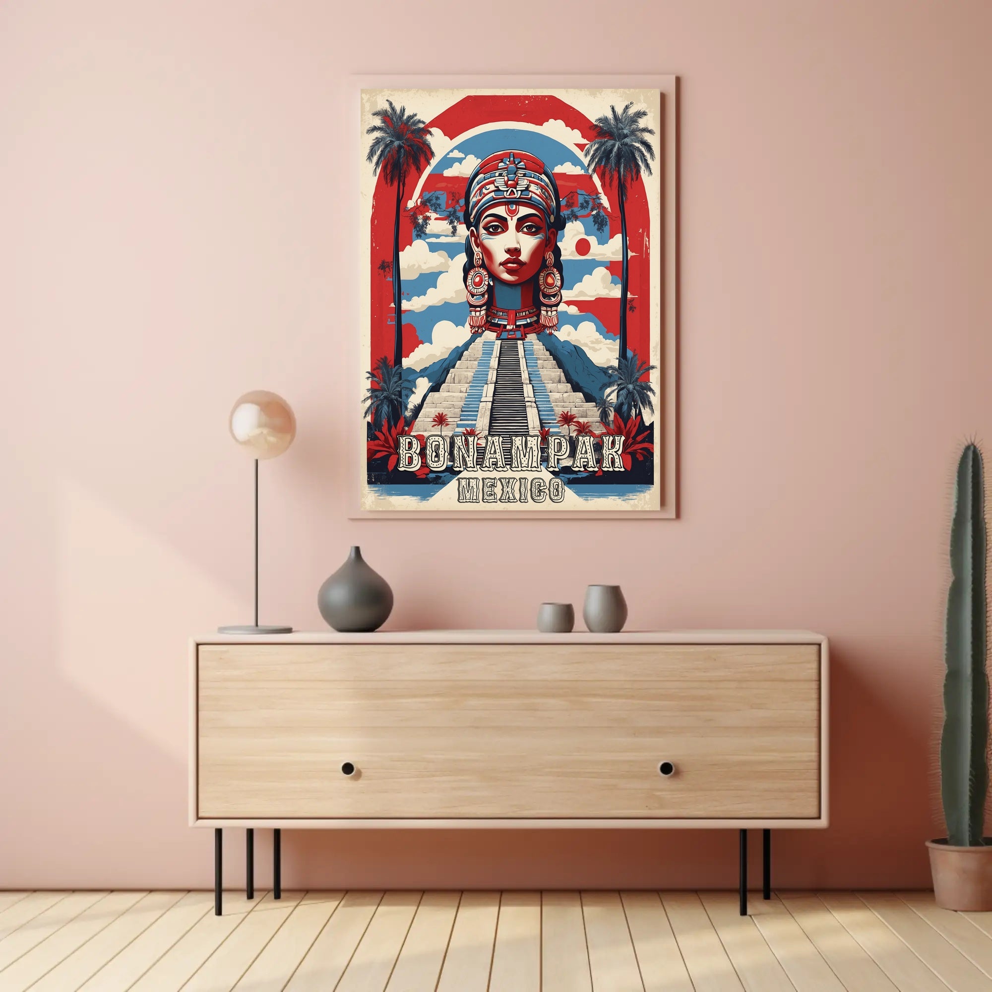 Bonampak Mayan Culture Heritage Vibrant Artistic Poster PosterGoat