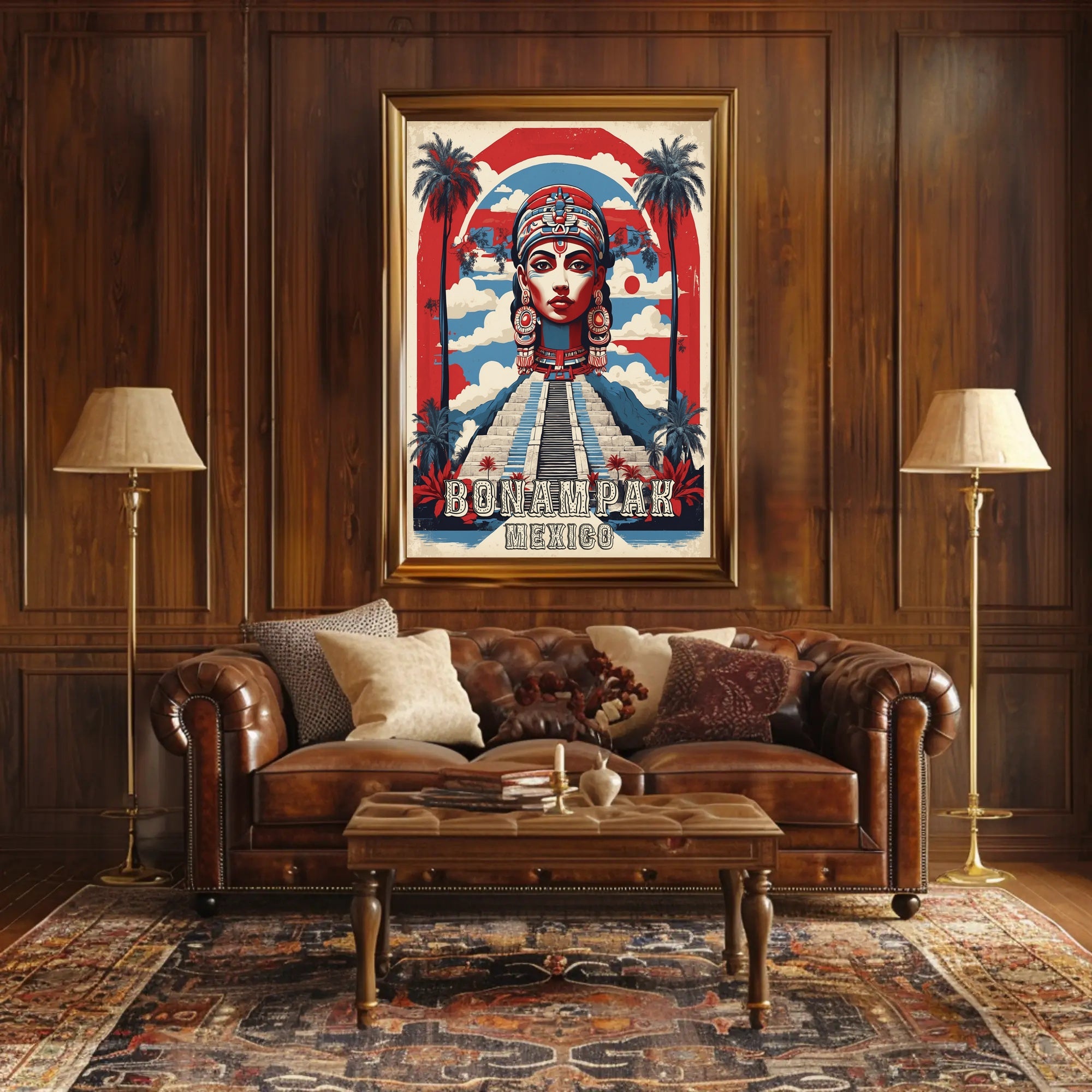 Bonampak Mayan Culture Heritage Vibrant Artistic Poster PosterGoat