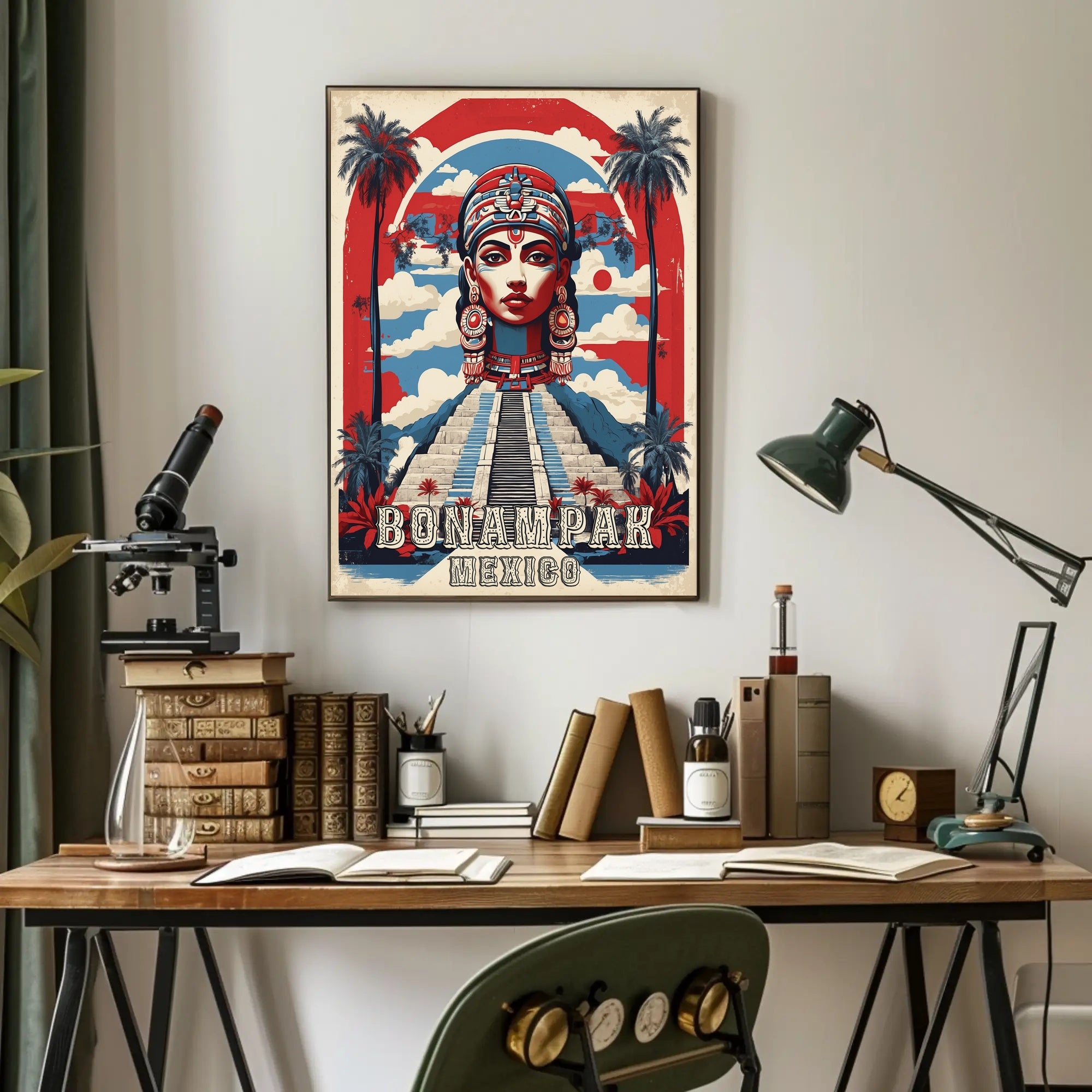 Bonampak Mayan Culture Heritage Vibrant Artistic Poster PosterGoat