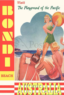 Bondi Beach Playground of the Pacific Vintage Travel Poster PosterGoat