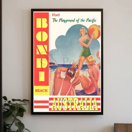 Bondi Beach Playground of the Pacific Vintage Travel Poster PosterGoat
