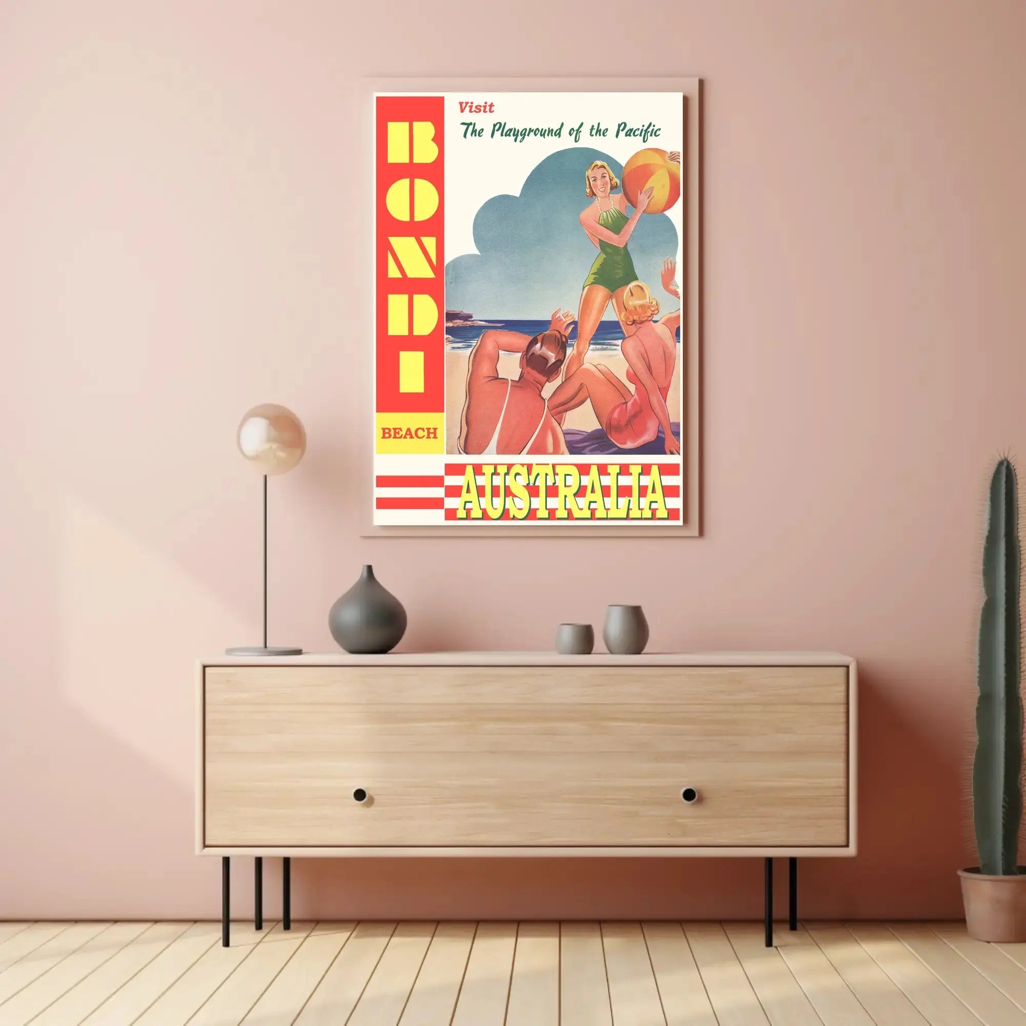 Bondi Beach Playground of the Pacific Vintage Travel Poster PosterGoat