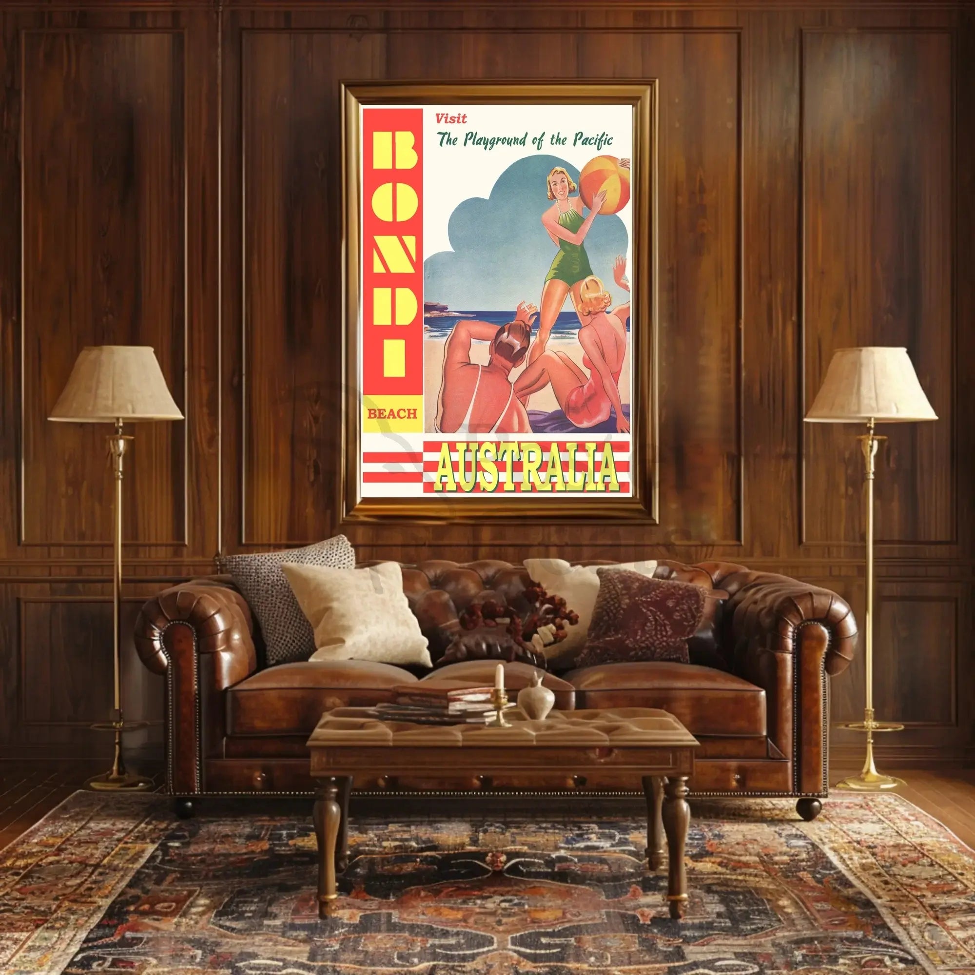 Bondi Beach Playground of the Pacific Vintage Travel Poster PosterGoat