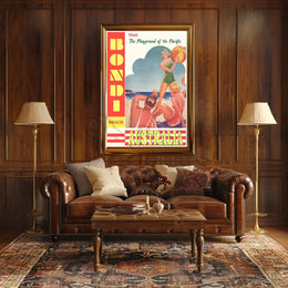 Bondi Beach Playground of the Pacific Vintage Travel Poster PosterGoat