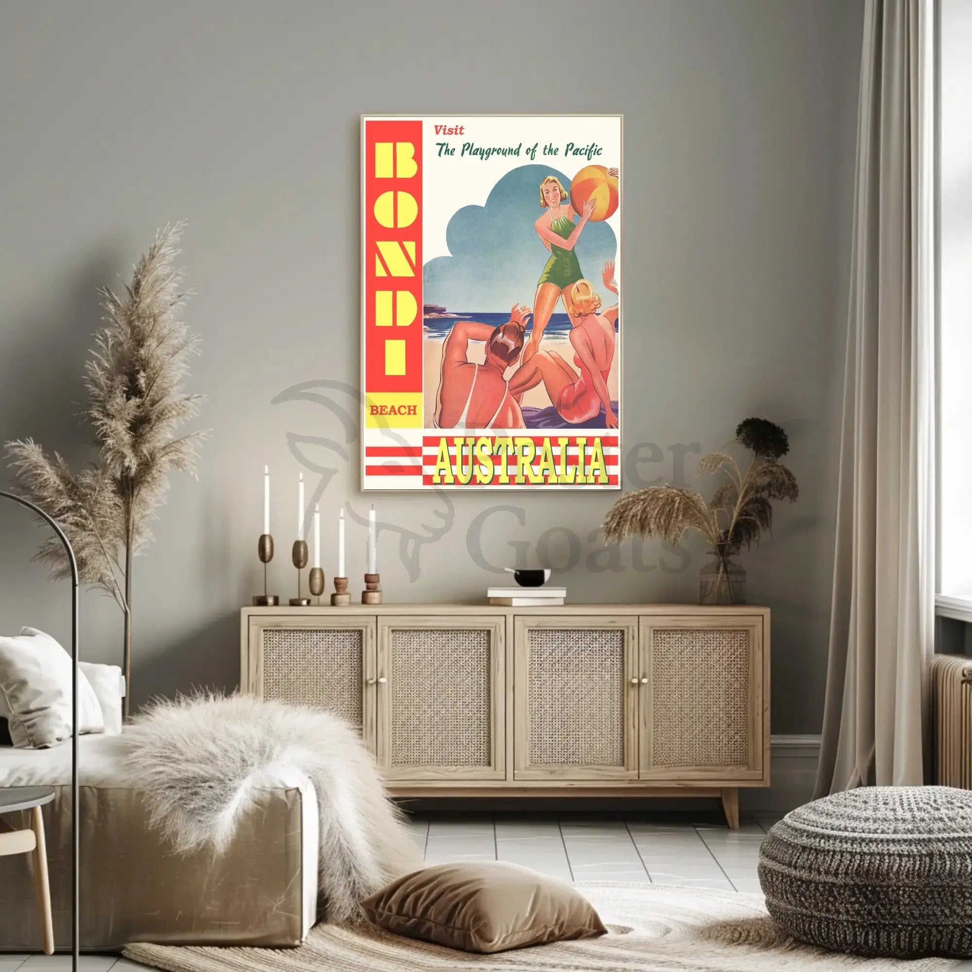 Bondi Beach Playground of the Pacific Vintage Travel Poster PosterGoat