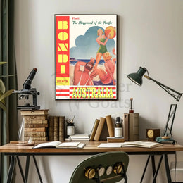 Bondi Beach Playground of the Pacific Vintage Travel Poster PosterGoat