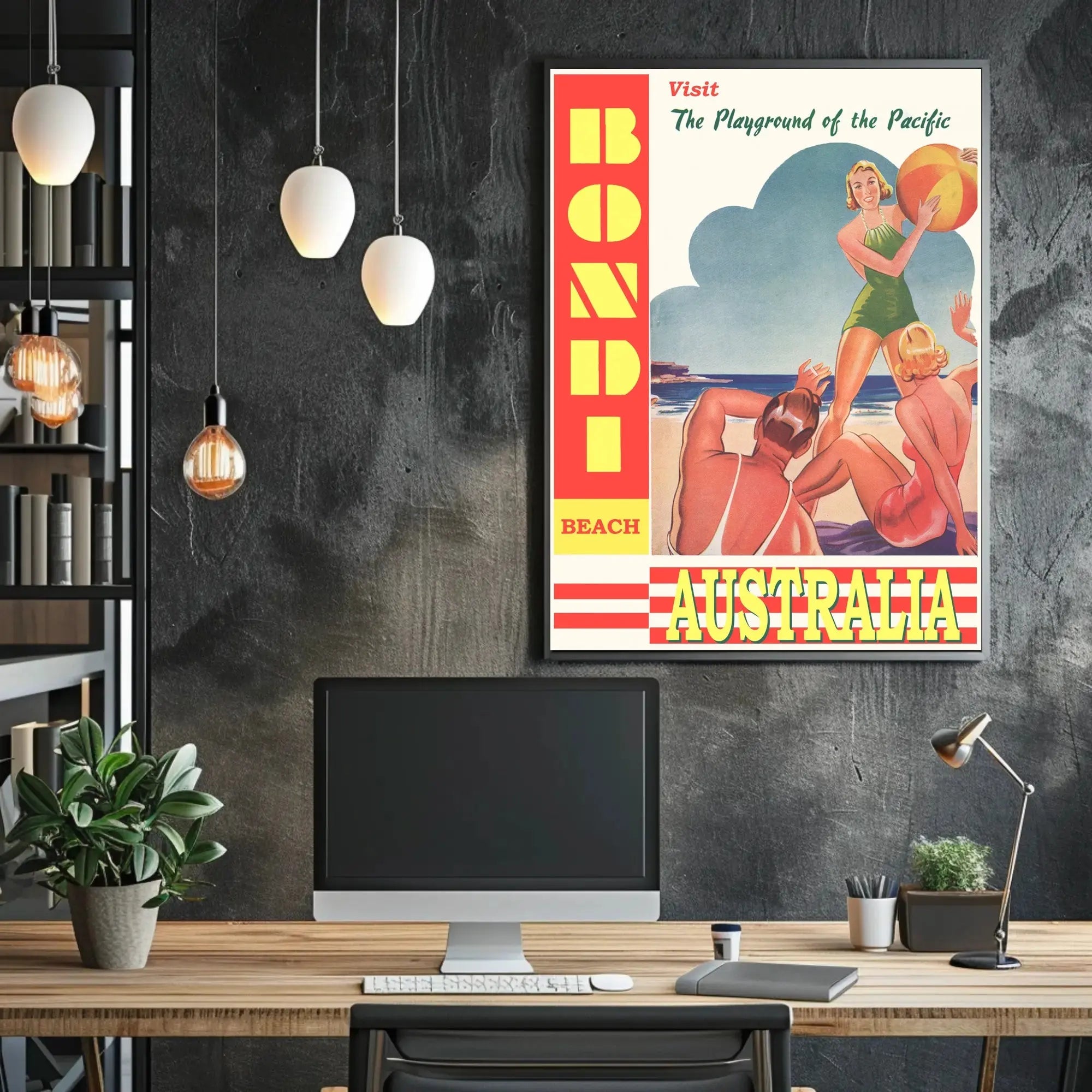 Bondi Beach Playground of the Pacific Vintage Travel Poster PosterGoat