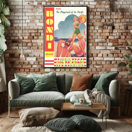 Bondi Beach Playground of the Pacific Vintage Travel Poster PosterGoat