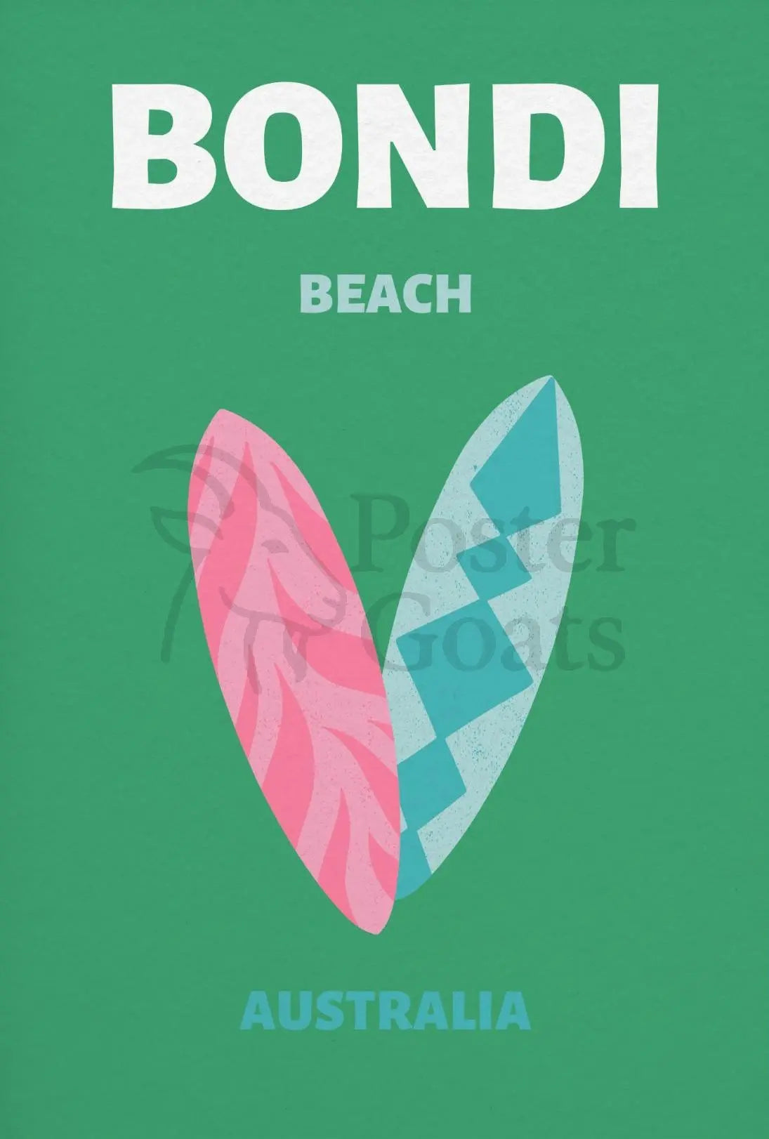Bondi Beach Surfboards Travel Poster PosterGoat