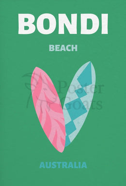 Bondi Beach Surfboards Travel Poster PosterGoat