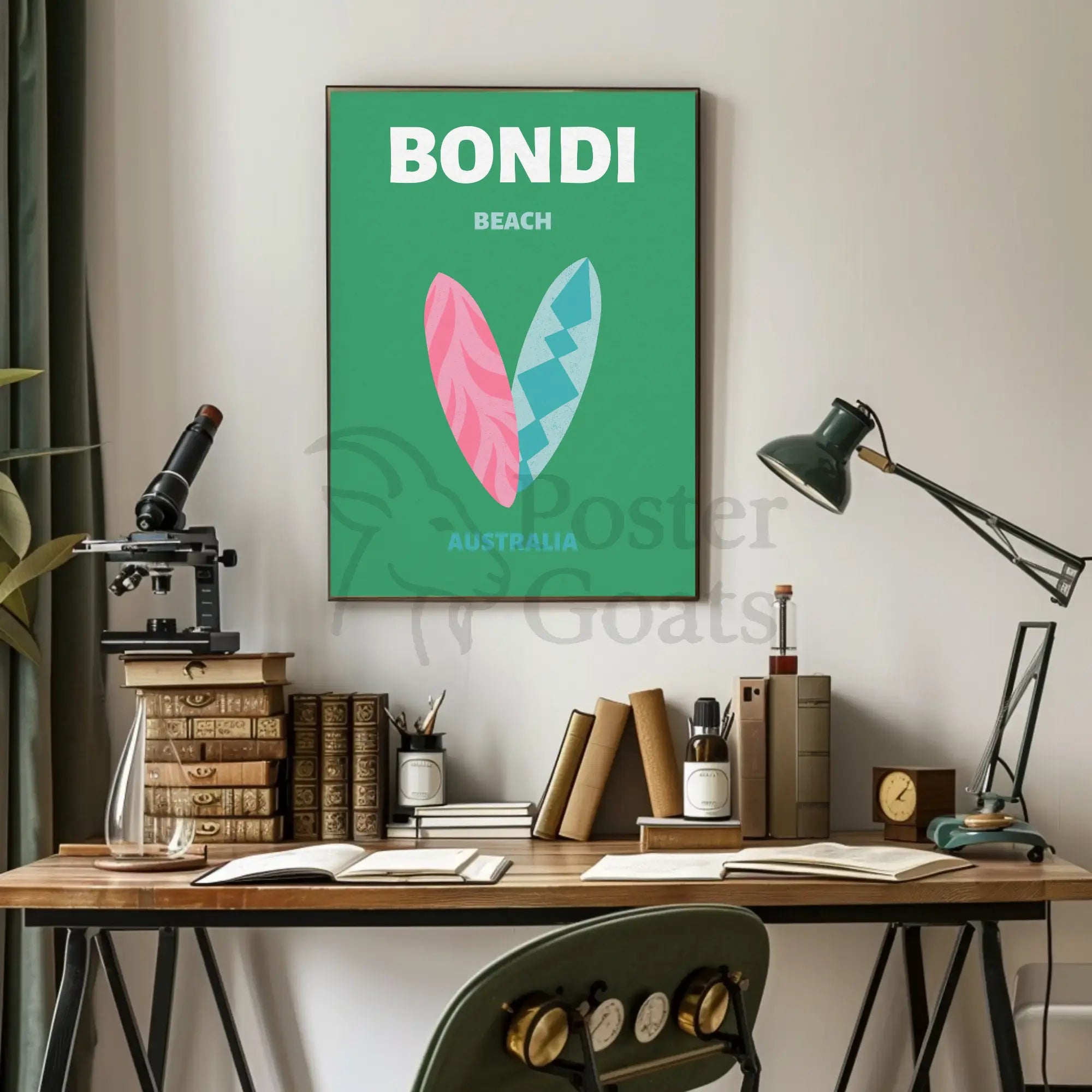 Bondi Beach Surfboards Travel Poster PosterGoat