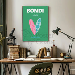 Bondi Beach Surfboards Travel Poster PosterGoat