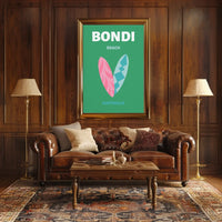 Bondi Beach Surfboards Travel Poster PosterGoat