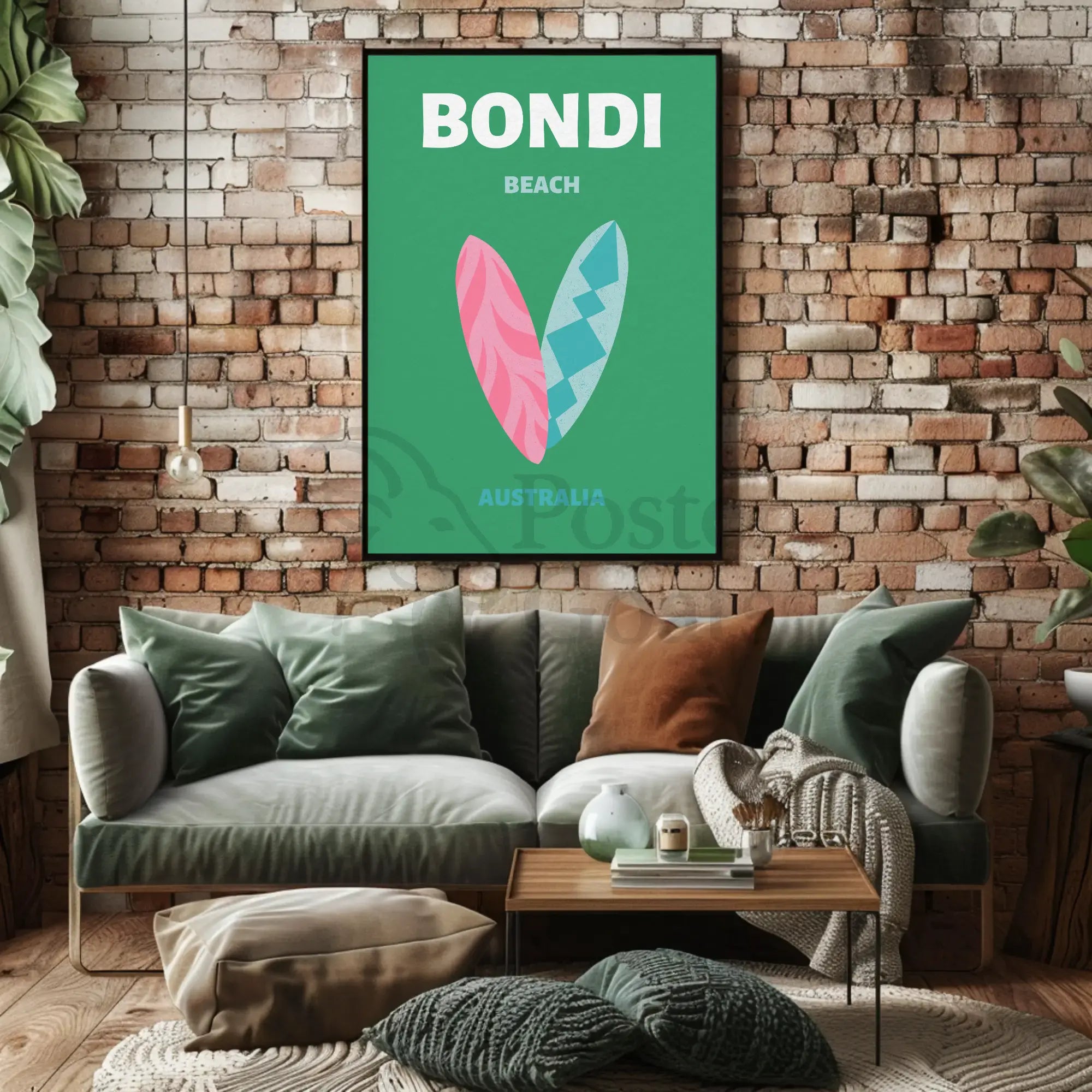 Bondi Beach Surfboards Travel Poster PosterGoat