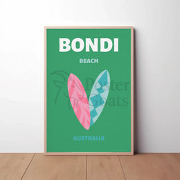 Bondi Beach Surfboards Travel Poster PosterGoat