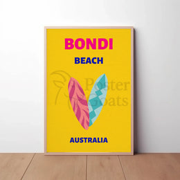Bondi Beach Vibe: Surfing Adventure Travel Poster PosterGoat