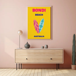 Bondi Beach Vibe: Surfing Adventure Travel Poster PosterGoat