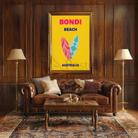 Bondi Beach Vibe: Surfing Adventure Travel Poster PosterGoat