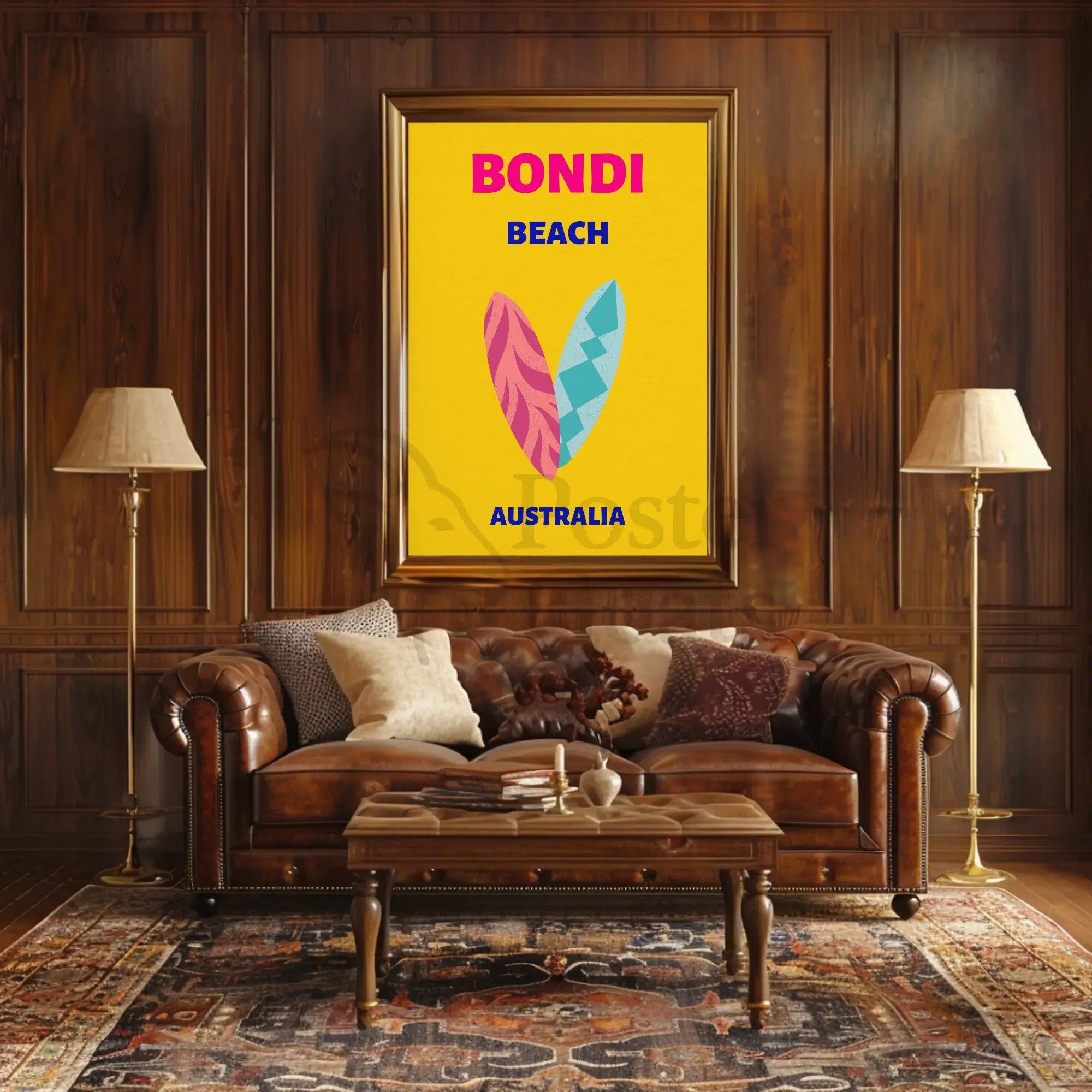 Bondi Beach Vibe: Surfing Adventure Travel Poster PosterGoat