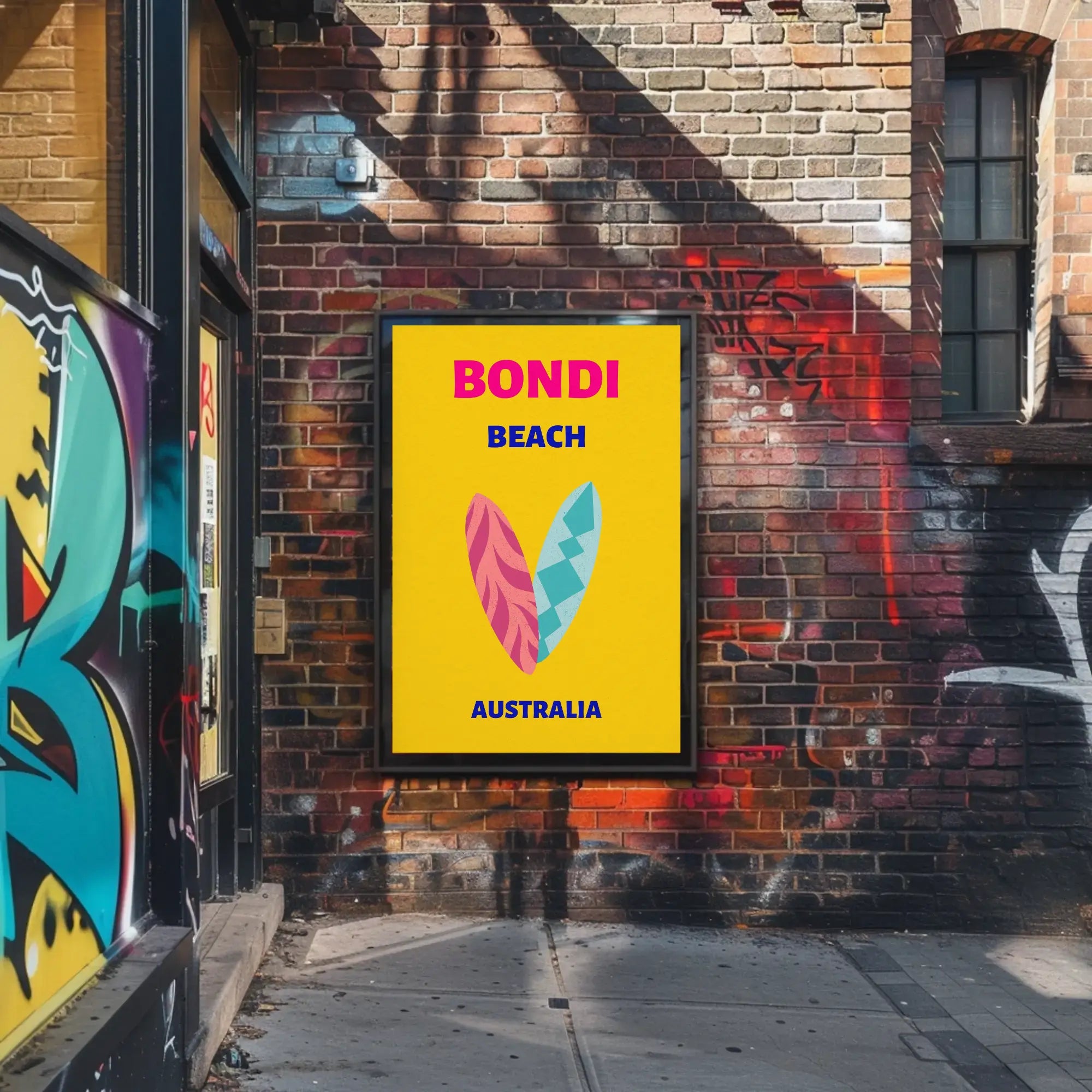 Bondi Beach Vibe: Surfing Adventure Travel Poster PosterGoat