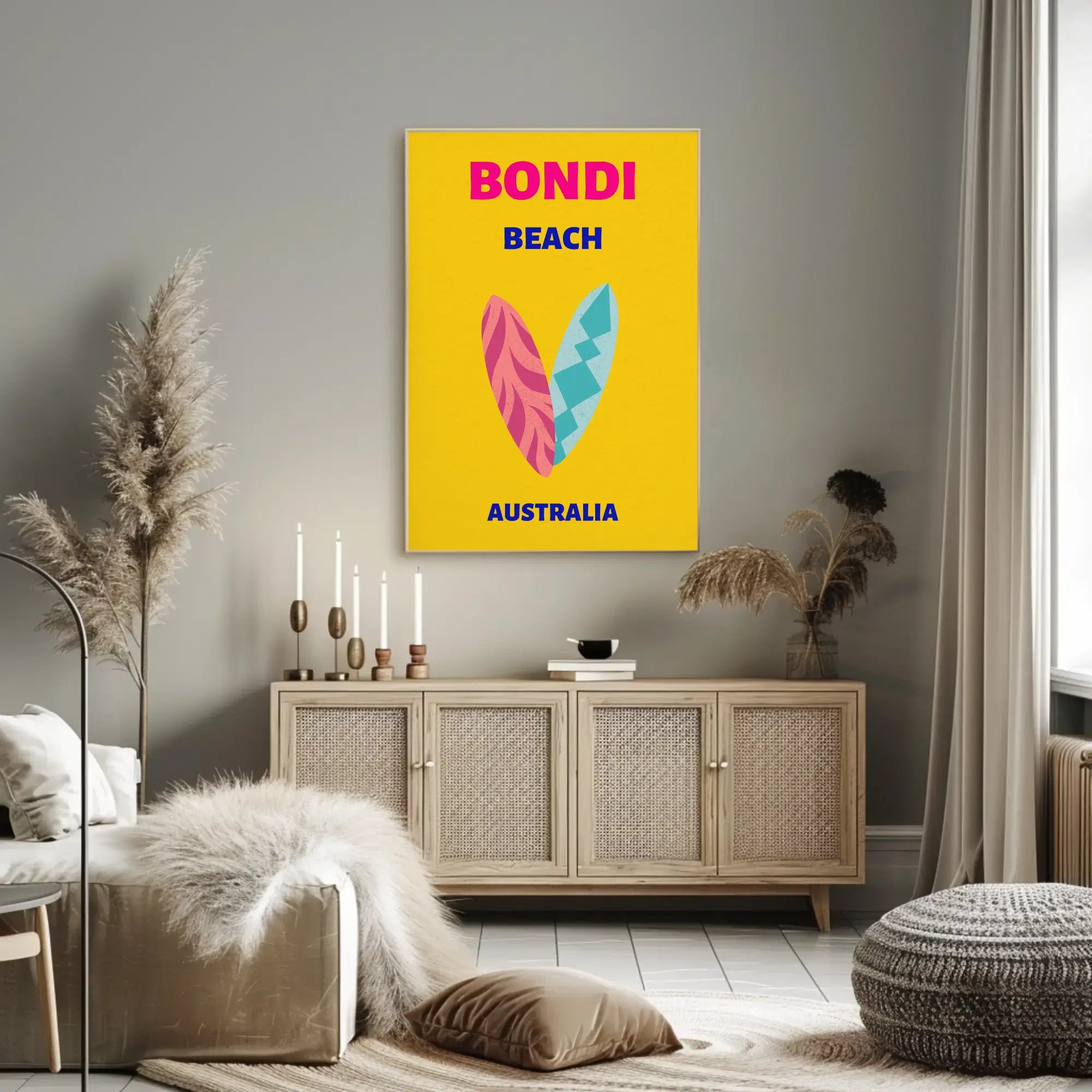 Bondi Beach Vibe: Surfing Adventure Travel Poster PosterGoat