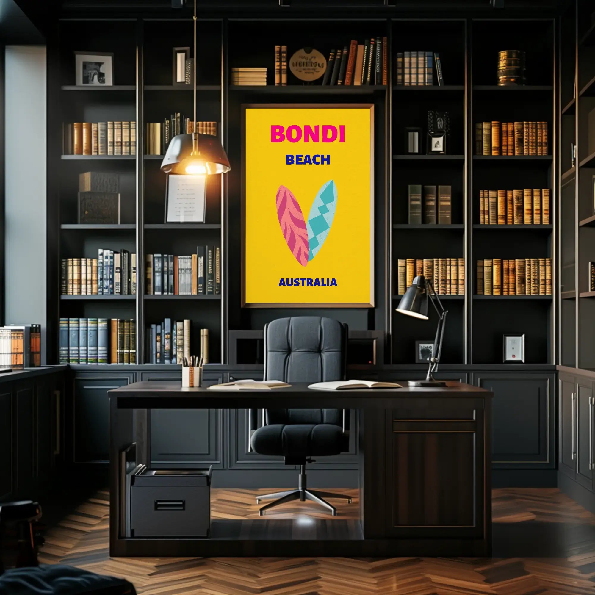 Bondi Beach Vibe: Surfing Adventure Travel Poster PosterGoat