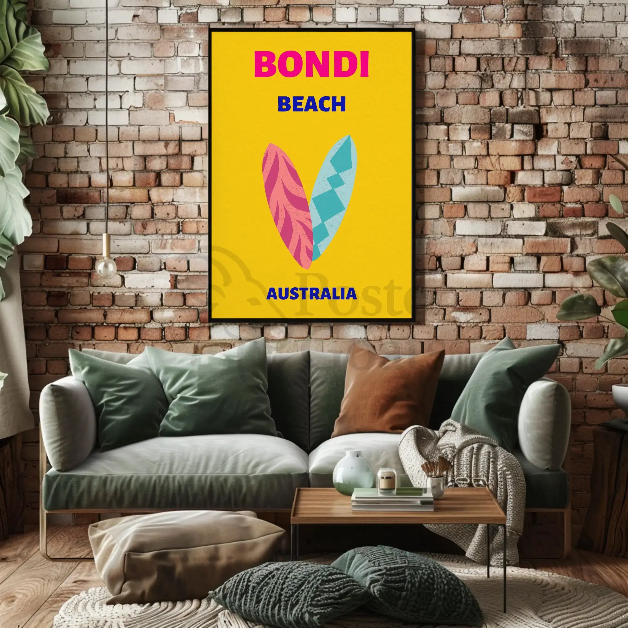 Bondi Beach Vibe: Surfing Adventure Travel Poster PosterGoat