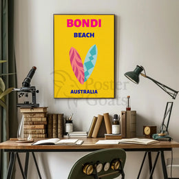 Bondi Beach Vibe: Surfing Adventure Travel Poster PosterGoat