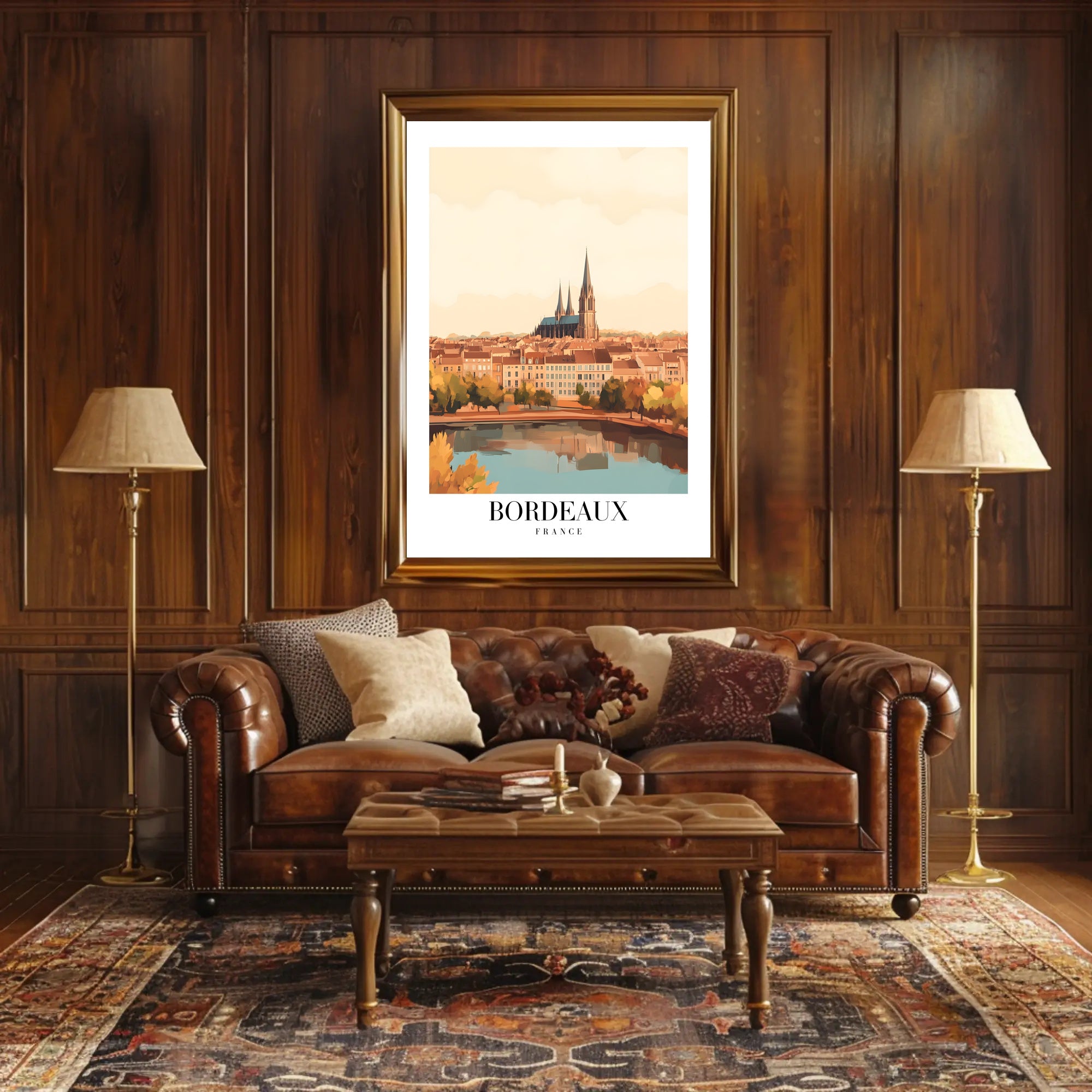 Bordeaux Cityscape Travel Art Print - Urban or Cityscape Poster PosterGoat