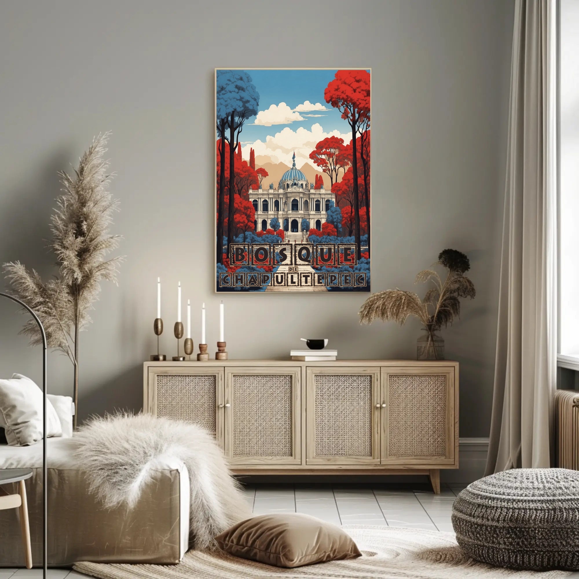 Bosque de Chapultepec Vibrant Fantasy Art Poster PosterGoat