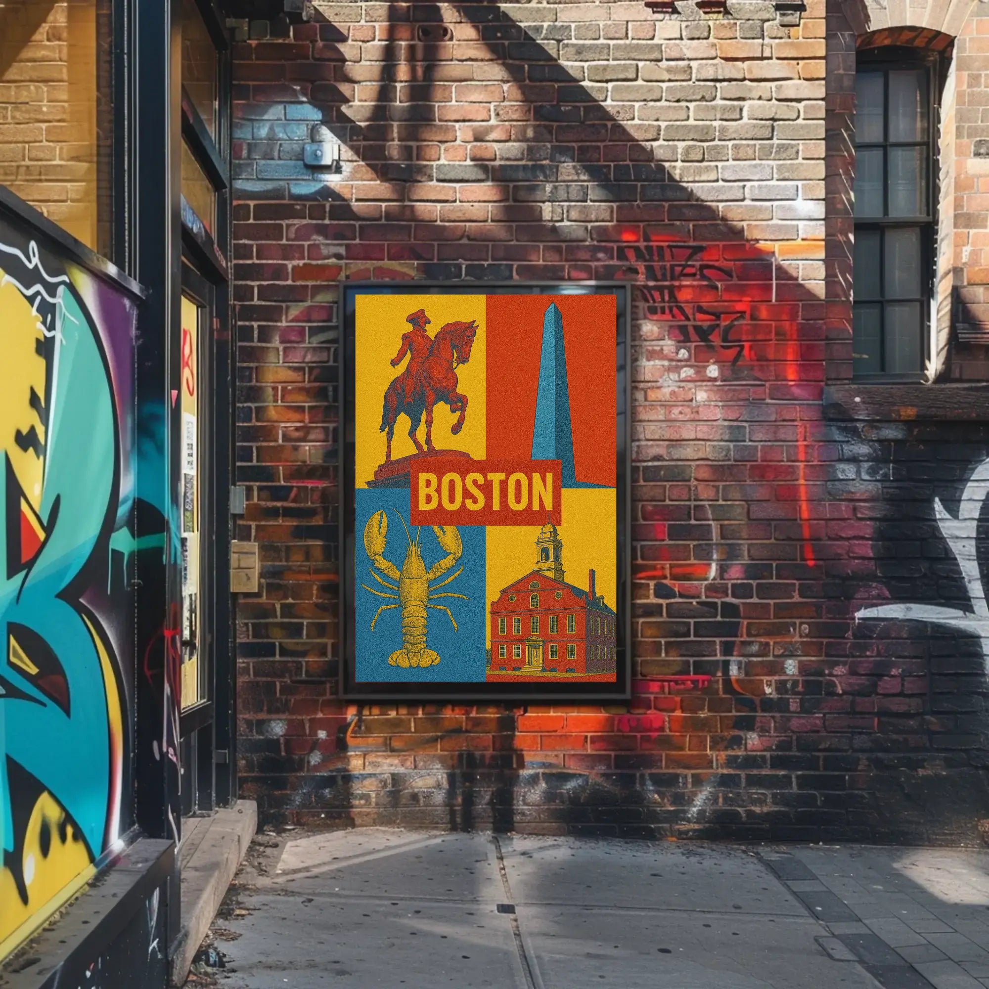 Boston Cityscape Vintage Art Cultural or Heritage Poster PosterGoat