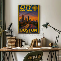 Boston Skyline Sunset: Modern City Edition Travel Poster PosterGoat