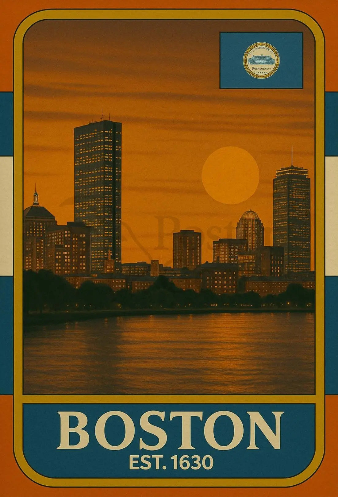 Boston Vintage Skyline Travel Poster PosterGoat