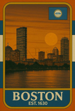 Boston Vintage Skyline Travel Poster PosterGoat