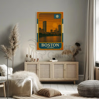 Boston Vintage Skyline Travel Poster PosterGoat