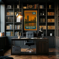 Boston Vintage Skyline Travel Poster PosterGoat