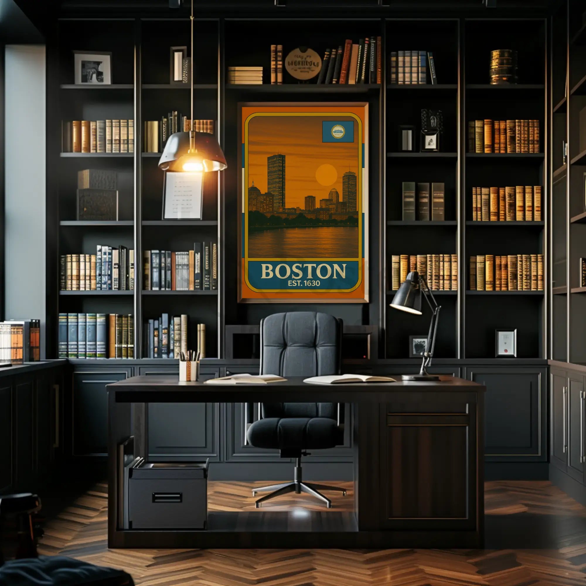 Boston Vintage Skyline Travel Poster PosterGoat