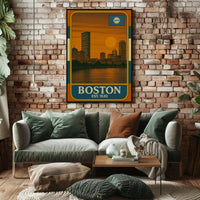 Boston Vintage Skyline Travel Poster PosterGoat