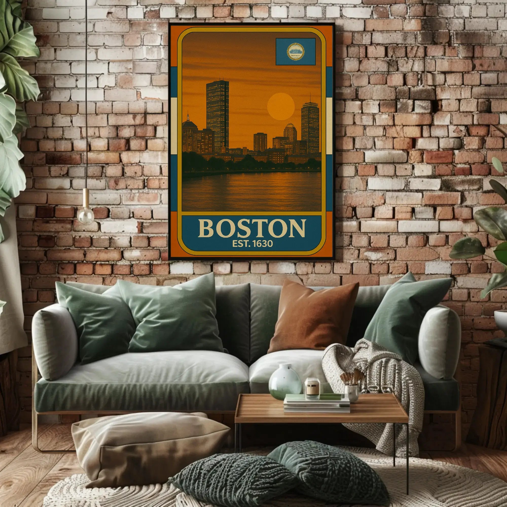 Boston Vintage Skyline Travel Poster PosterGoat