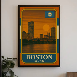 Boston Vintage Skyline Travel Poster PosterGoat