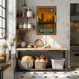 Boston Vintage Skyline Travel Poster PosterGoat