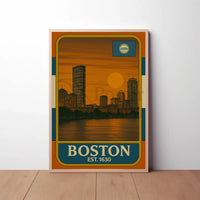 Boston Vintage Skyline Travel Poster PosterGoat