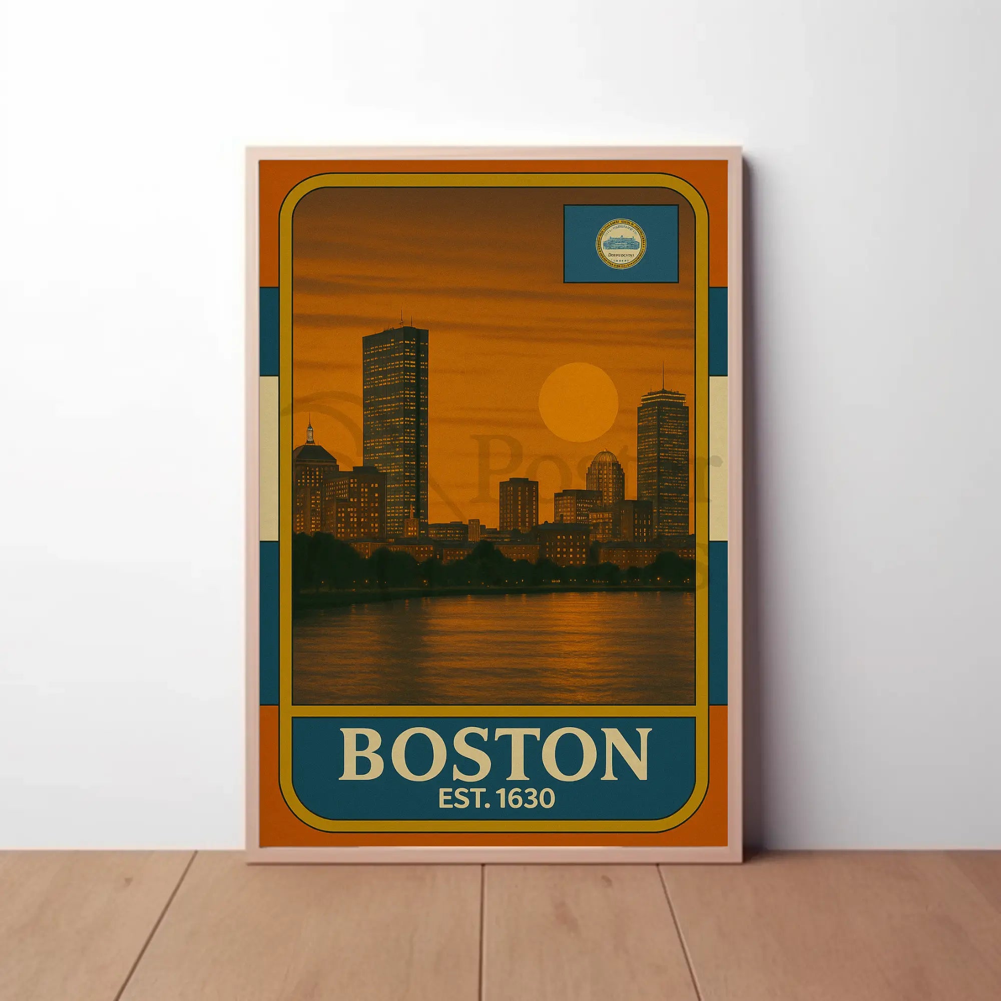 Boston Vintage Skyline Travel Poster PosterGoat